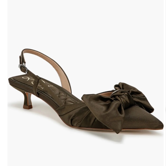 Sam Edelman Treena Bow Plissé Pointed Toe Kitten Heel Sandal - Picture 11 of 16